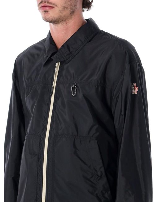 Moncler Blue Solid Shirt Collar Jacket for men