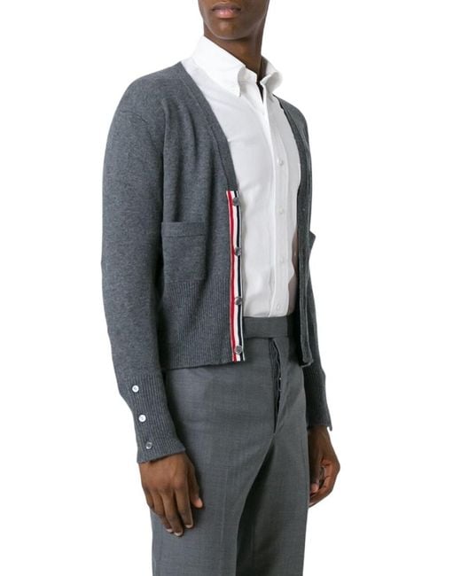 Thom Browne Gray V Neck Cardigans for men