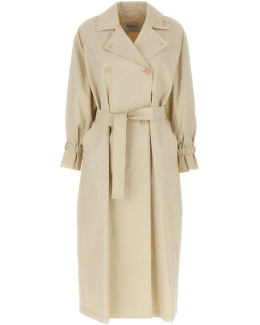 トレンチコート Max Mara Ivory Trench Coat With Belted Waist Max Mara Double-Breasted Ivory Trench Coat With Belted Waist