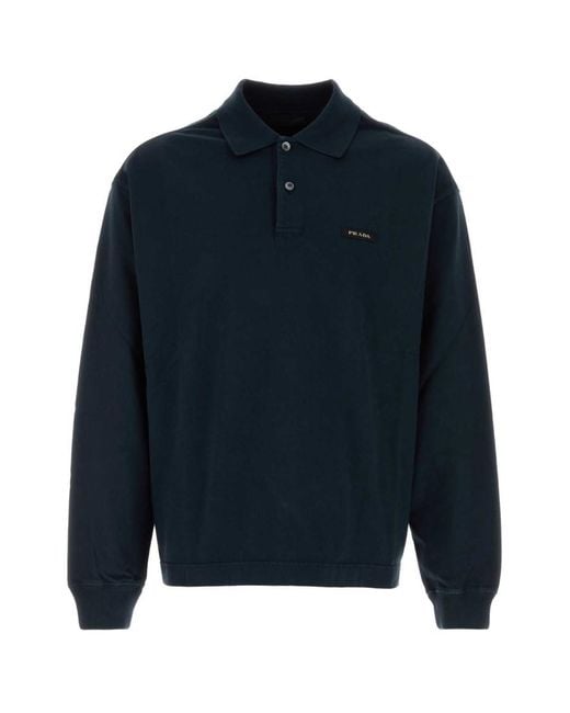 Prada Blue Dark Logo Polo for men