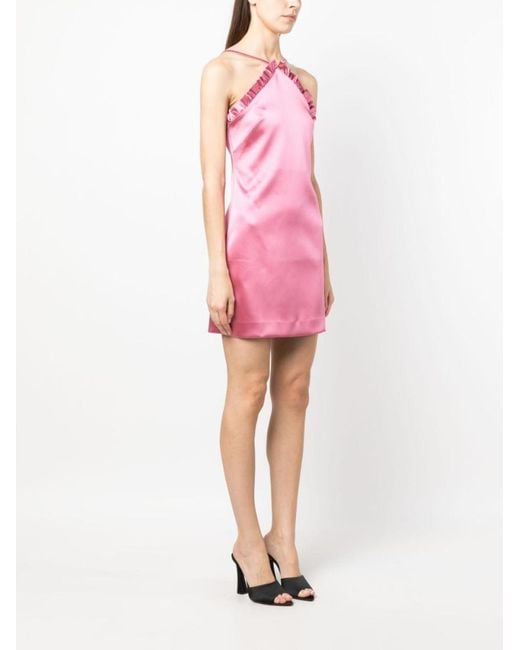 P.A.R.O.S.H. Pink P.A.R.O..H. Ruffled Satin-Finish Minidress