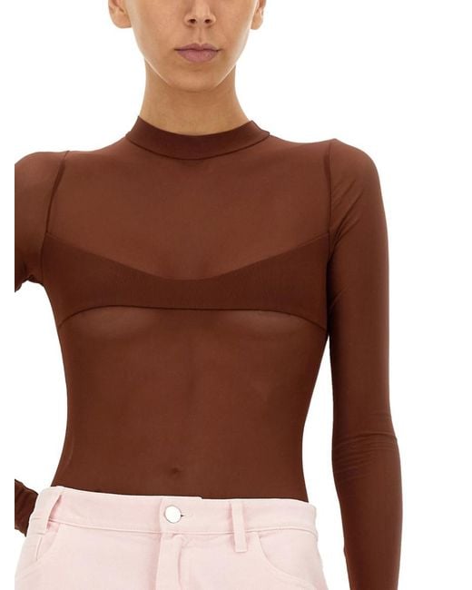 NOT AFTER TEN Brown Solid Mock Collar Top