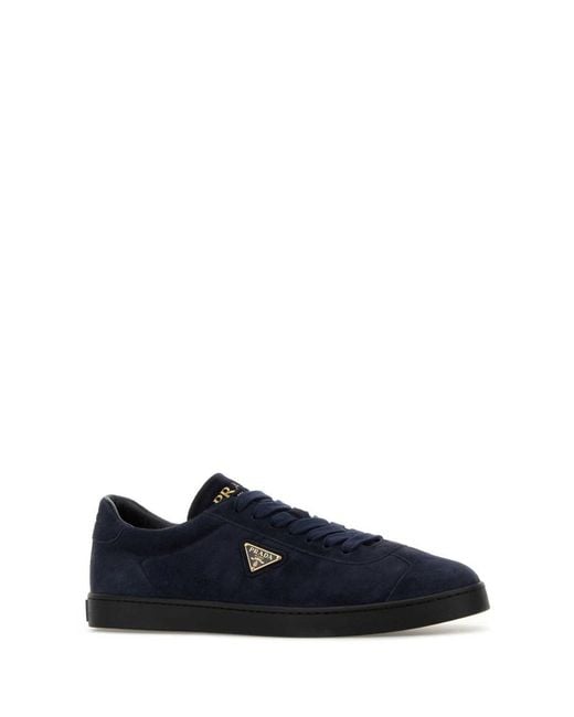 Prada Dark Blue Suede Sneakers for men