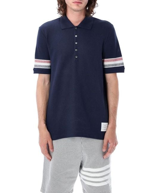 Thom Browne Blue Stripes Polo for men