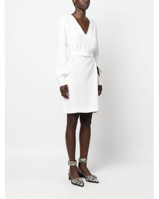P.A.R.O.S.H. White Belted V-Neck Minidress