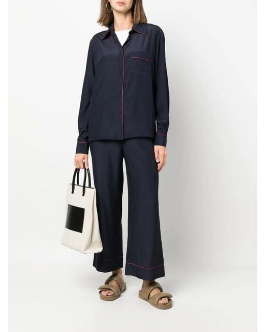 P.A.R.O.S.H. Blue Seam-Detail Button-Up Shirt