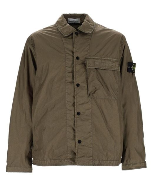 Stone Island Green Regular Solid Overshirt for men