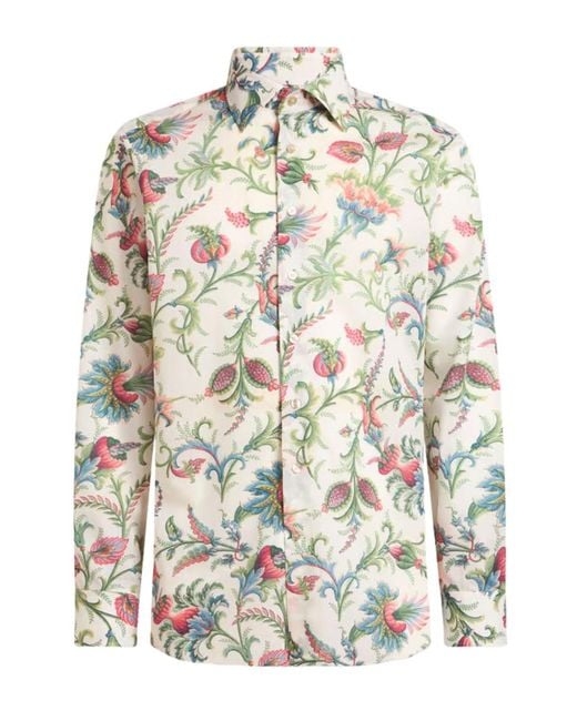 Etro White Floral Pattern Shirt for men
