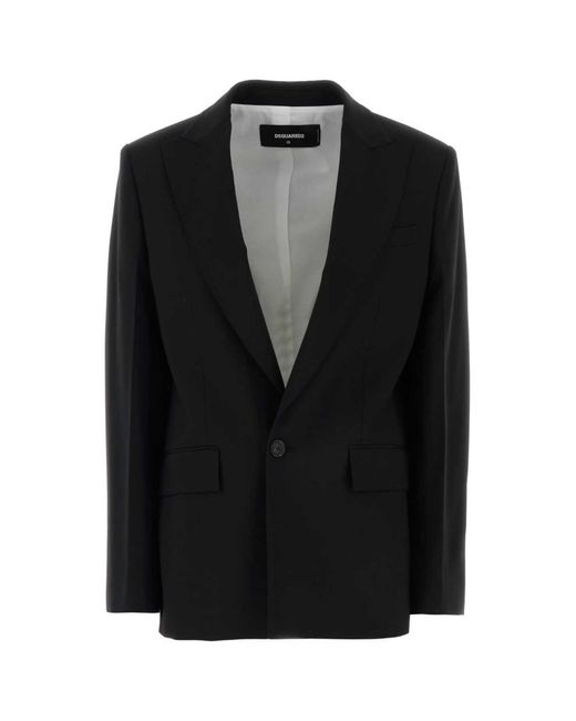 DSquared² Black Solid Shawl Lapel Jacket