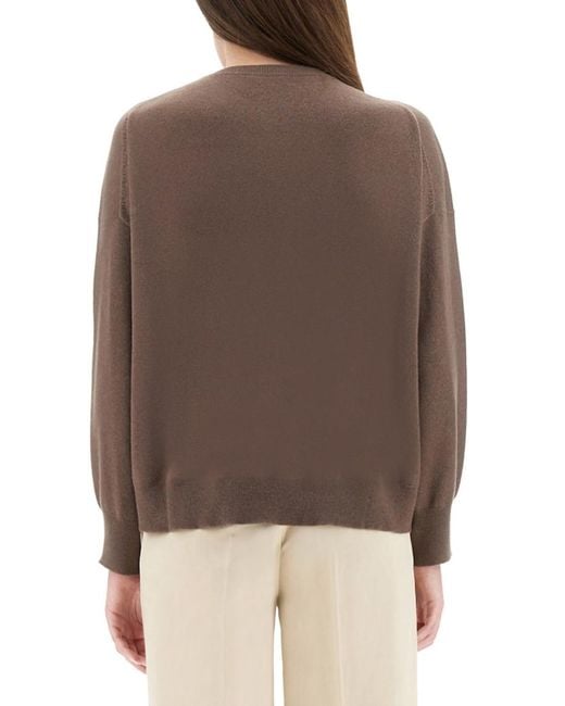 Brunello Cucinelli Brown Solid Crew Neck Sweater