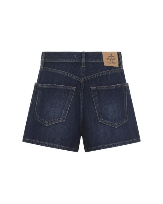 Prada Blue Solid Shorts