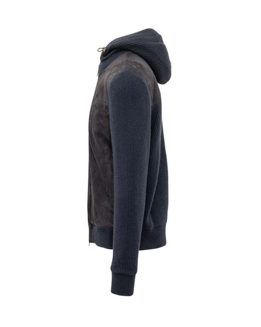Brunello Cucinelli Blue Hood Jacket for men