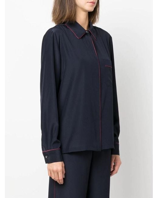 P.A.R.O.S.H. Blue Seam-Detail Button-Up Shirt