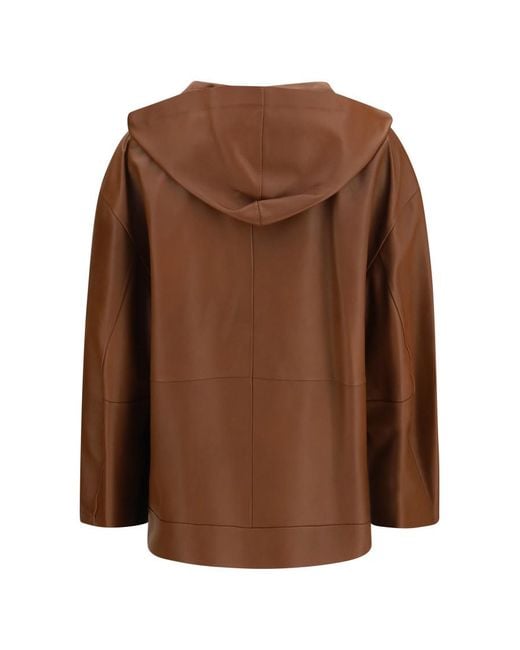 Max Mara Brown Solid Hood Jacket