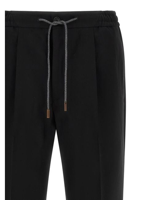 Incotex Black Straight Drawstring Pants for men
