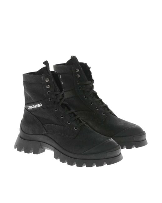 DSquared² Black Combat Boots for men