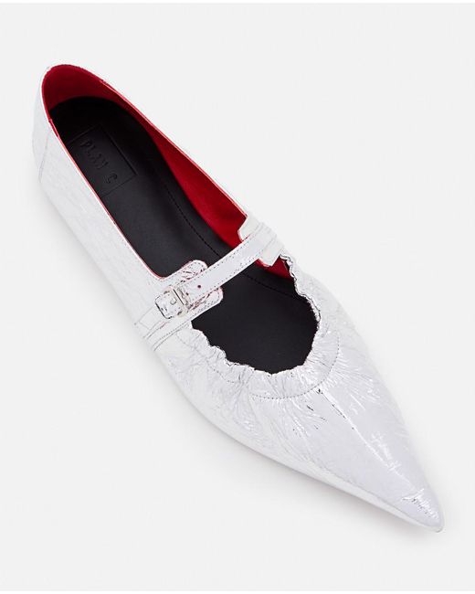 Plan C White Leather Ballet Flats