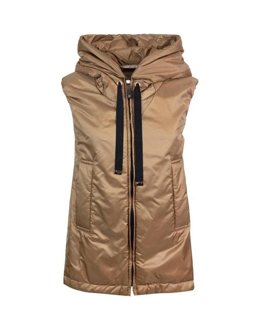 Max Mara Brown Solid Hood Jacket
