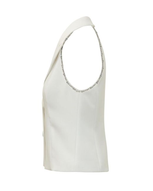 Pinko White Solid Notched Lapel Blazer