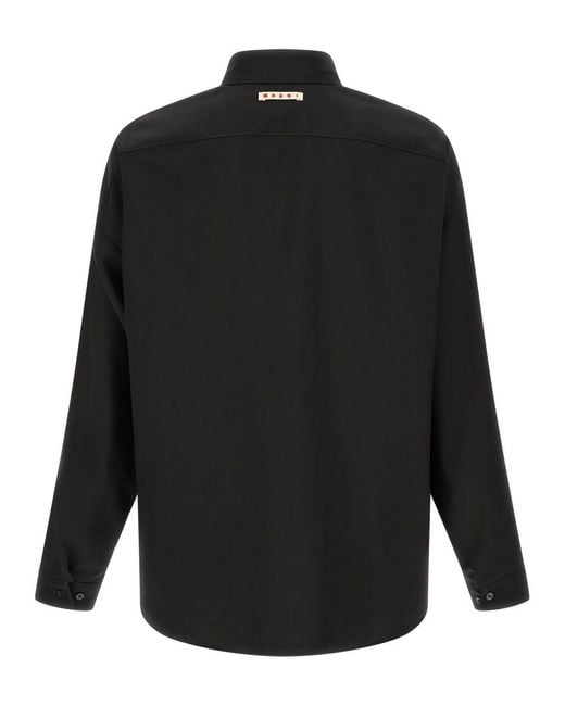 Marni Black Oversized Solid Shirt for men