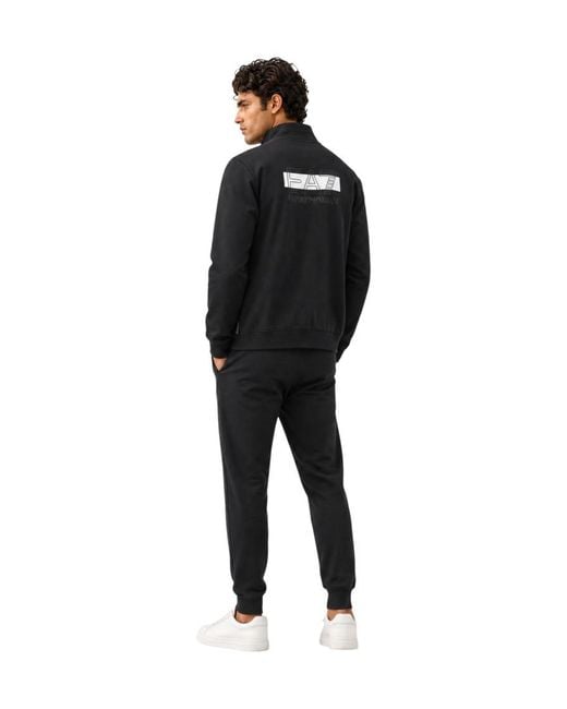 EA7 Black Regular Logo Tracksuit for men