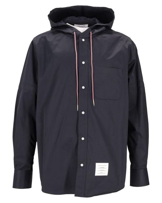 Thom Browne Blue Solid Hood Jacket for men