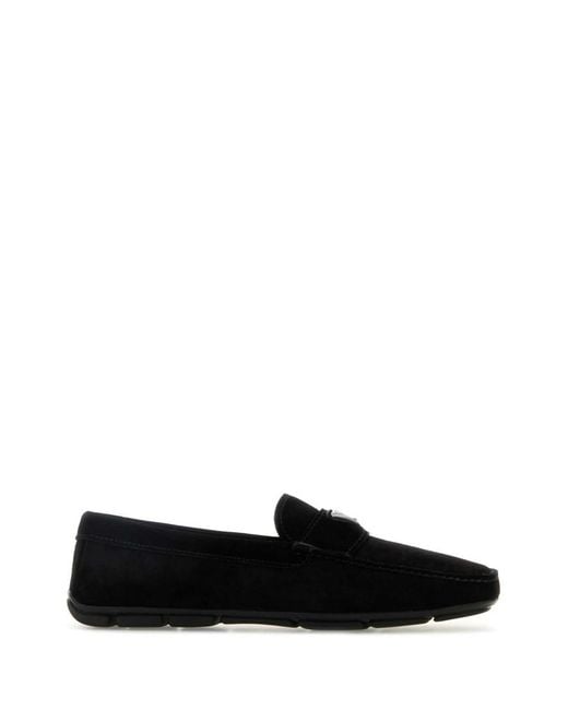 Prada Black Logo-Plaque Loafers for men