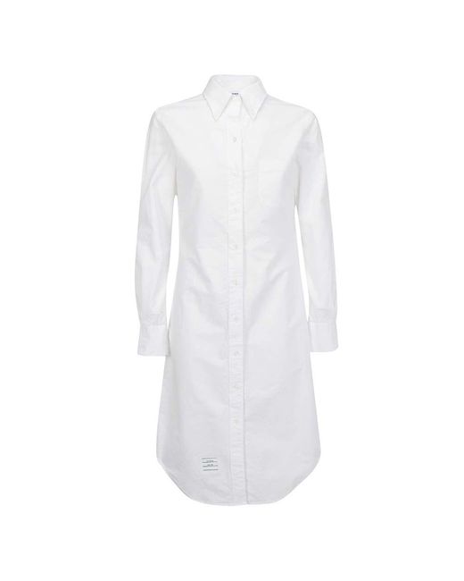 Thom Browne White Solid Shirt Mini Dress