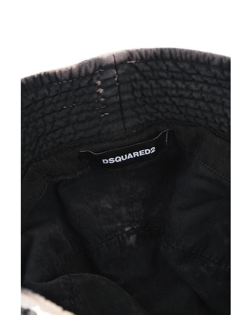 DSquared² Black Abstract Bucket Hat for men