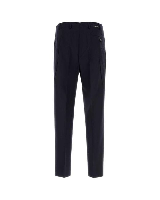 Prada Blue Flat Front Pants for men