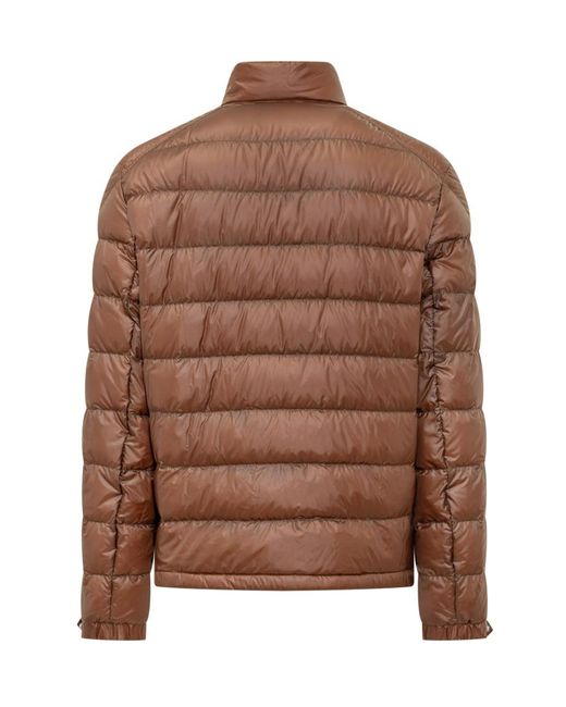 Moncler Brown Quilted Mock Collar Jacket for men