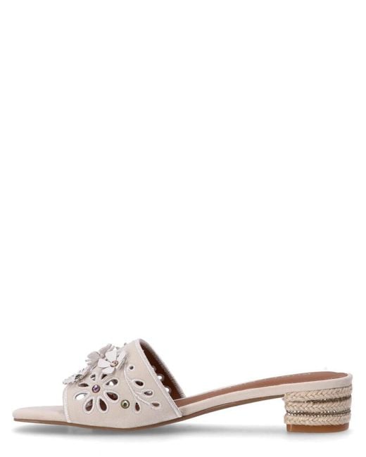 Kurt Geiger Natural Floral Sandals