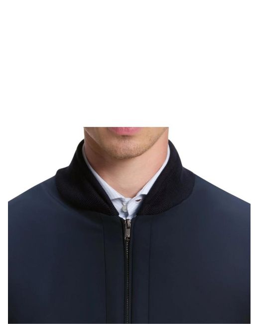 Boss Blue Solid Bomber Jackets for men