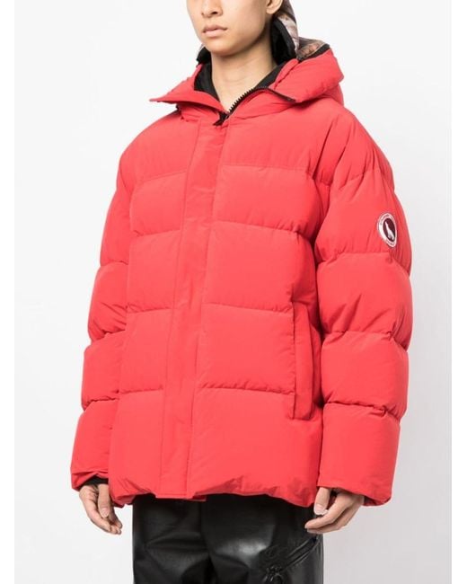Doublet Red Padded Animal Trim Down Jacket for men