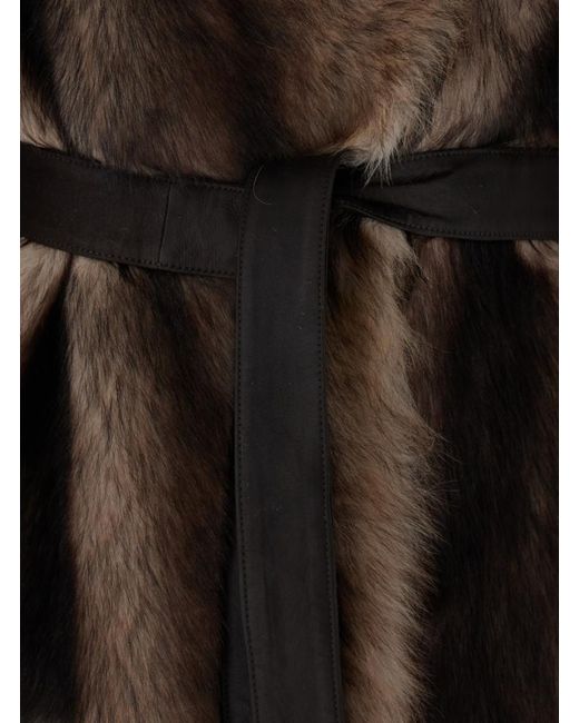Yves Salomon Brown Turtle Neck Shearling Jacket