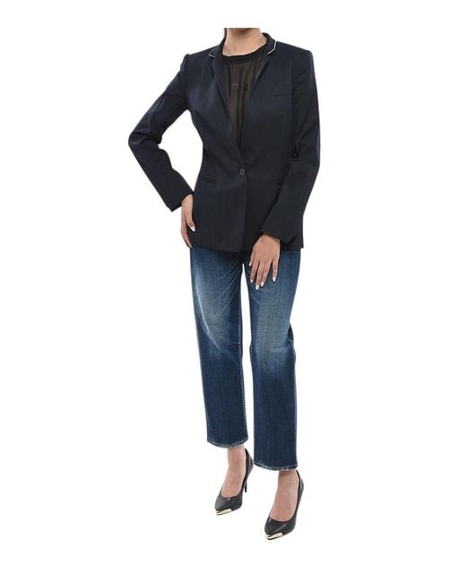 Stella McCartney Blue Solid Notched Lapel Blazer
