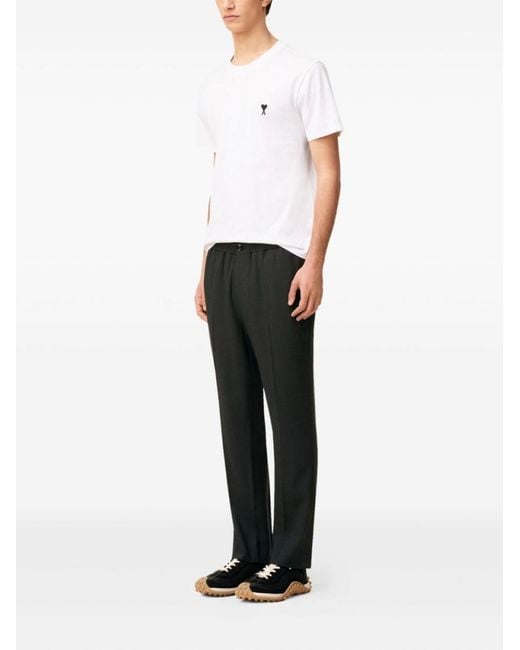 AMI Gray Elasticated-Waist Wool Trousers for men