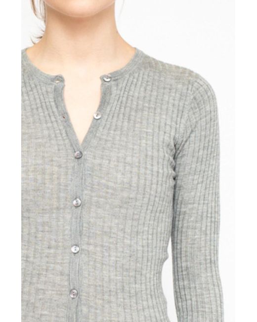 LA ROSE Gray Cashmere Cardigan