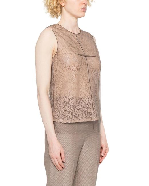 Fendi Natural Crew Neck Printed Top