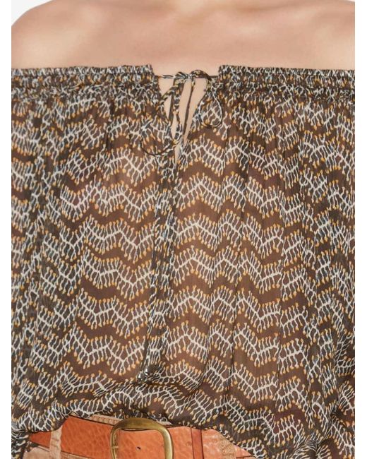 Isabel Marant Brown Vutti Printed Muslin Blouse