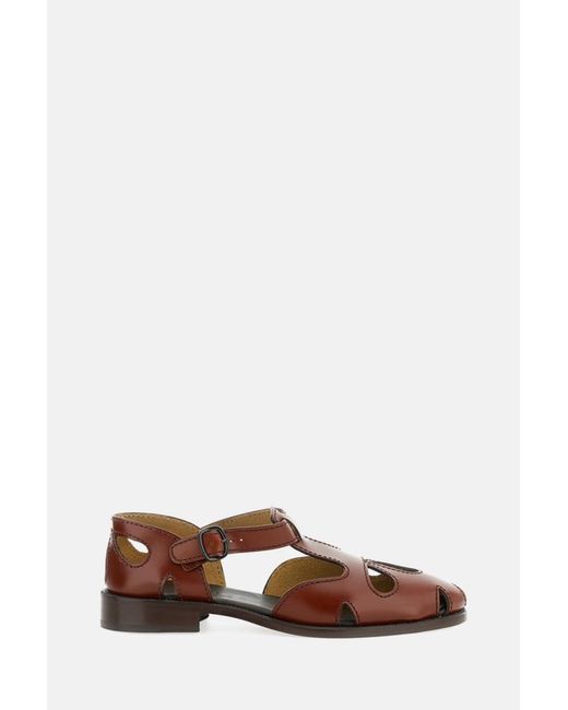 Hereu Brown Floreta Slim Leather Sandals