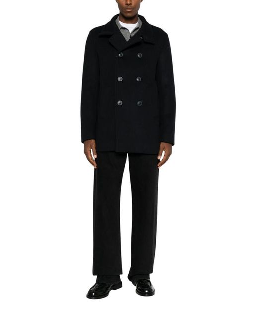 Herno Black Double Breasted Coat for men