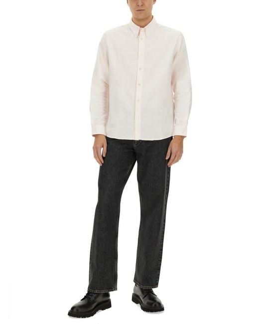 A.P.C. White Regular Solid Shirt for men