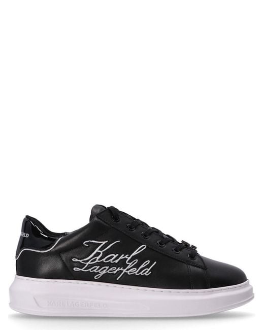 Karl Lagerfeld Black Logo Leather Sneakers for men