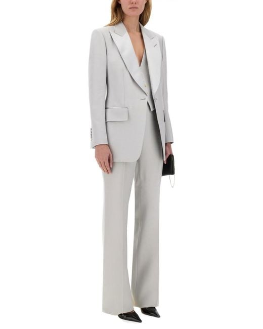 Tom Ford White Solid V Neck Top
