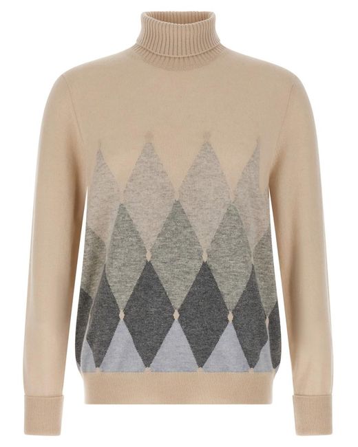 Ballantyne Gray Argyle Turtleneck for men