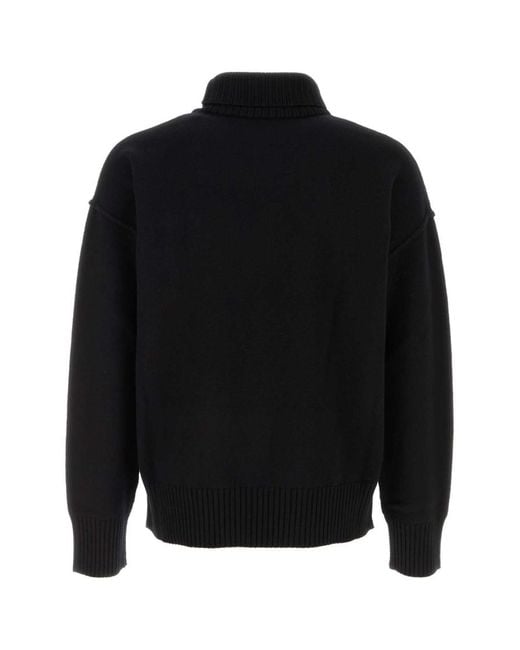AMI Black Dark Grey Wool Sweater for men