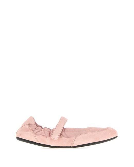 Prada Pink Suede Ballet Flats