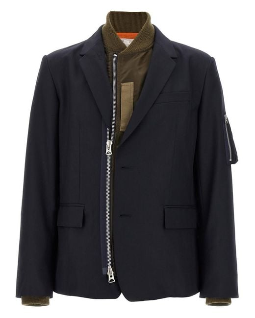 Sacai Black Bomber Insert Blazer for men