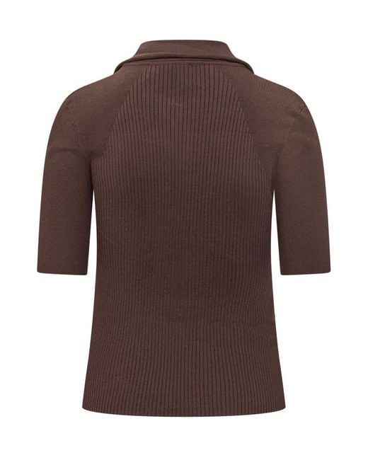 Pinko Brown Solid Shirt Collar Polo